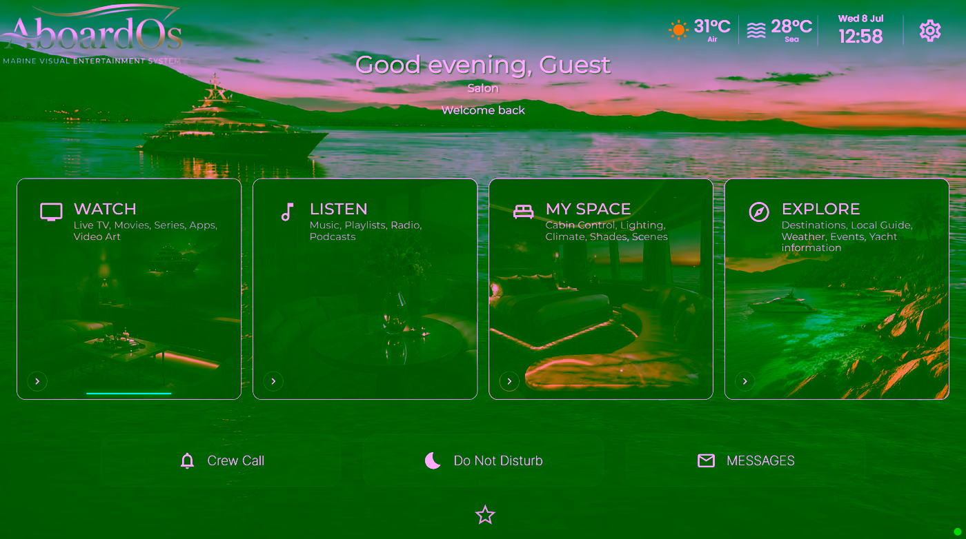 Home screen with Watch, Listen, My Space and Explore