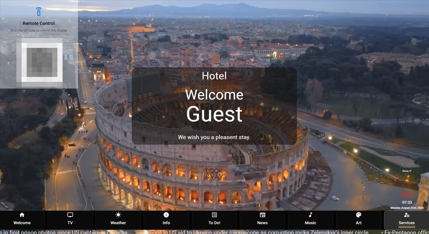 Evening welcome screen over Rome by night